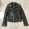 Women's Leather 1019 Natural Women Coat Lambskin Bomber Biker Jacket Long Sleeves Sheepskin H11071