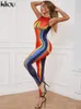 Kliou 3D Print Color Blocking Jumpsuits Vrouwen Esthetische Mode Y2K O-hals Mouwloos Slanke Algemene Dame Straat Outfit 240112