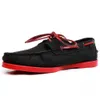Erkekler gerçek süet deri sürüş ayakkabıları klasik tekne ayakkabı tasarım flats erkekler için loafers kadınlar şarap kırmızı 240112