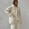 패션 후드가있는 까마귀 지퍼 가디건 코트 바지에 여성 재킷 가을 드레스 두 세트