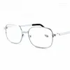 Solglasögon retro läsglasögon för män fyrkantig metallram riktig glaslins mens presbyopiska anti-skrotlisglasögon 1,0 till 4.0
