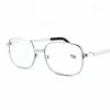 Sunglasses Retro Reading Glasses For Men Square Metal Frame Real Glass Lens Mens Presbyopic Anti-Scratch Eyeglasses 1.0 To 4.0