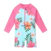 One-Pieces BAOHULU UPF50+ Print Baby Girl Swimsuit Long Sleeve Kids Swimwear One Piece Toddler Infant Bathing Suit for Girls Boys ldren H240508