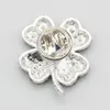 20st/Lot Small Silver Plated Emerald Crystal Four-Leaf Clover Lapel Pin Lycka till Rhinestone Brosch Pini för kvinnor