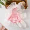 Vêtements pour chiens Robes d'été manches volantes adorable robe de chiot ajustée réutilisable ourlet plissé respirant vêtements de chat jupe pour animaux de compagnie