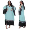 Ubranie etniczne Dubai Abaya Kaftan Tassel cekiny kontrastowe kolor patchwork Flare Sleeve V-dół maxi luźne arabskie sukienki