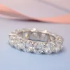 Oficina atacado 14k anel de ouro branco amarelo aliança de casamento eternidade completa pedra de moissanite natural joias com diamantes