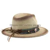 Eenvoudige Vintage Panama Hoed Mannen St Fedora Mannelijke Zon Vrouwen Zomer Strand Britse Stijl Chapeau Jazz Trilby Cap Sombrero Drop levering Dh0Ze