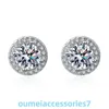 2024 Original Jewelry Designer Stud Imitation Mosang Stone Full Diamond Princess Bag Female Style Women's Round Small Gift Earrings