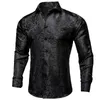 Mäns långärmad svart Paisley Silk Dress Shirts Casual Tuxedo Social Shirt Luxury Designer Men kläder 240112