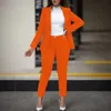 Tweedelige damesbroeksets Formeel Zakelijk Double Breasted Blazers Jas en broek 2-delige set Elegante damesbroekpakken 240113