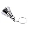 Keychains 10X Creative Metal Badminton Key Chain Three-Dimensional Tournament Souvenir Sports Cute Pendant