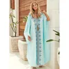 Women's Swimwear Bohemian Print V Neck Batwing Sleeve Loose Kaftan Dress 2024 Cozy Beachwear Cover-ups Women Slit Robe Bathing Suit Coverups