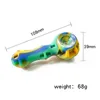 Colourful Patterns Silicone Hand Pipe Tobacco Oil Buener Pipe With Dab Tool Glass Bowl Portable Colored Smoking Pipes