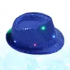 Basker ledde fedora hattklänning med blinkande lampor paljett jazz caps fest kostym hattar för barn