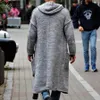 Heren Gebreide Katoenen Vest Mode Lange Truien Mannelijke Casual Solid Mouw Slanke Uitloper Herfst Winter Warme Hoodie 240113