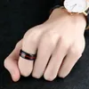 Обручальные кольца, модные 8 мм, с красной канавкой, со скошенным краем, титан, нержавеющая сталь для мужчин, черные матовые обручальные украшения