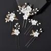 Hair Clips 5 Pcs Crystal Pearl Flower Elegant Headwear For Women Precious Jewels Bridal Wedding Accessories