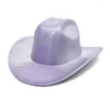 Berretti da festa scintillanti cappello da cavaliere a tesa larga stile etnico cowboy selvaggio singolo discoteca per attore attrice