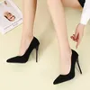 Dress Shoes Fashion High Heels Red Black Plus Size 35-45 Women 12cm Stiletto Suede Wedding Sexy Pointed Toe Ladies Party