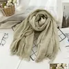 Autumn Winter Cotton Scarf Warm Literary and Retro Natural Wrinkle for Men Drop Delivery Dhpuz