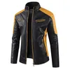 Hommes col montant Moto vestes en cuir polaire vestes d'hiver Slim Fit PU cuir manteaux de haute qualité mâle mode vestes décontractée 240112