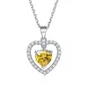 Nuova collana in argento sterling S925 cuore zirconi colore tesoro pendente Twee regalo di compleanno consegna di goccia Dhs6B