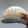 Acrylic shell shape clutch bag women designer evening party cute Pearl egg purse ivory green purple gold handbag wholesale 240112