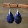 Trend Teardrop Sodalite Złota Plane Kobiety Dangle Huggie Kolczyki Eleganckie prezenty biżuterii 240113