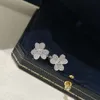 Designerörhängen Luxury Charm Frivole Brand Top Quality S925 Sterling Silver Full Crystal Four Leaf Clover Stud för kvinnor med Box Party Gift