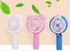 Summer High Fashion Mini Cartoon Fan Portable Hand Håller mini Cool Air Cooler USB laddning LED -ljus för Baby Kid ZZ