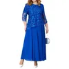 Casual Dresses Chiffon Embroidered Dress Plus Size Long Elegant Maxi With Flower Embroidery See-through Lace For Women