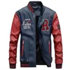 Jacka män broderi baseballjackor pu läderrockar smala fit college lyxfleece pilot läderjackor casaco maskulino 240113