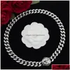 Bracelets de charme Marque de luxe Chaîne cubaine Colliers Sier Rétro Vintage Head Designer Miami Link Bracelet Bracelet Collier Bijoux Pour M Dh5M3