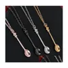 Couronne Mini Théière Collier Cuillère Pendentif Colliers Bijoux Or Sier Noir Couleurs Pour Hommes Femmes Cadeau Livraison Directe Otpbc