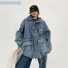 Veste en jean ample rétro loisirs pull pour femmes et hommes manteaux moto manches longueur vêtements d'extérieur décontractés poche Streetwear 240113