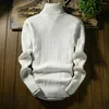 Men's Sweaters Autumn Warm Turtleneck Sweater Men Fashion Solid Knitted Mens 2024 Casual Male Double Collar Slim Pullover