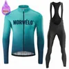 Morvelo Men's Winter Thermal Fleece Cycling Jersey Sets Bicicleta Clothing Warm Mountain Bike Wear Racing Bicycle Suit 240112