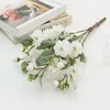 Decorative Flowers 1pcs Simulating 5 Camellia Artificial Silk Fake Flower Branches Lazy People Must Have Beautiful Decorat For Home Life