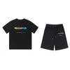 T-shirt estiva Abbigliamento sportivo da uomo T-shirt Trapstar Set Arcobaleno Peluche Lettering Streetwear Abito estivo Pantaloncini T-shirt Set Athleisure da esterno Abbigliamento sportivo