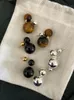 Vintage Naturstein Ohrringe Französisch Doppel Runde Kugel Baumeln Ohrringe für Frauen Goldene Silber Farbe Schmuck Pendientes 240113