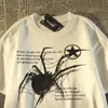 American Retro Street Spider Gráfico Camiseta para Homens e Mulheres Verão Solto Encaixe Estilo Faculdade Casal Manga Curta Top Y2K 240113