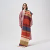 Sciarpa di lana fatta a mano Sciarpa colorata in mohair a righe arcobaleno con collo a scialle addensato invernale Sciarpa calda per coppie Accessori 240112