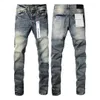 Högkvalitativ jeans designe puple jean jeans klädpupa band jeans puple byxor jeans stagight lång egula zippe flue vit hål lette klassiker