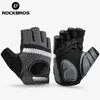 ROCKBROS Damen Herren Fahrradhandschuhe Fitness Atmungsaktive SBR Stoßfeste Fingerlose Handschuhe Moto Fahrradhandschuhe Fahrradzubehör 240112