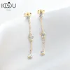 iogou Real 3mm D VVS1長いドロップスタッドイヤリング女性925シルバーベゼルセットチェーンタッセルイヤリングアクセサリージュエリー240112