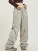 Pantaloni da donna Pantaloni sportivi larghi retrò americani Lavaggio Casual Drappeggio a righe Versione coreana della gamba dritta stile street hip-hop