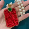 Luxury original design vermilion red set natural freshwater pearl necklace exquisite fashion women wedding jewelry