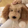 Belle cheveux longs couché chien jouet doux en peluche Animal oreiller en peluche chiot poupée bébé dessin animé coussin fille enfants cadeau d'anniversaire 240113