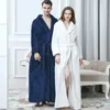 Women Long Warm Flannel Bathrobe Plus Size Coral Fleece Spa Bath Robe Bride Winter Cozy Dressing Gown el Men Sleepwear 240113